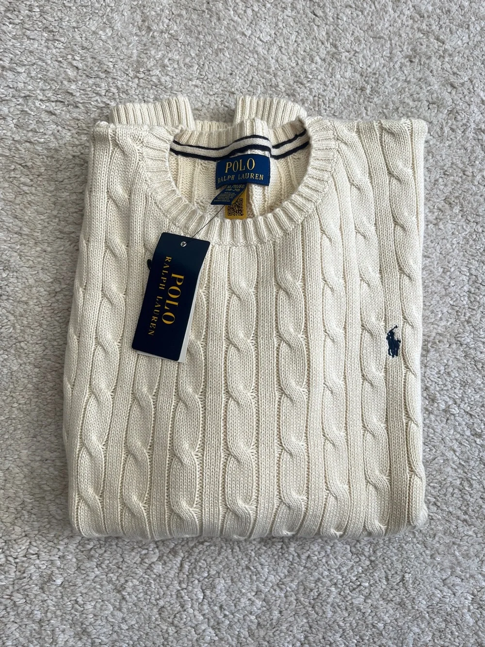 Polo by Ralph Lauren boy’s XL,Cream Cable Knit Sweater